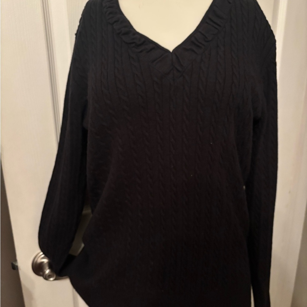 Eddie Bauer Black Cable Knit Women's Sweater XL